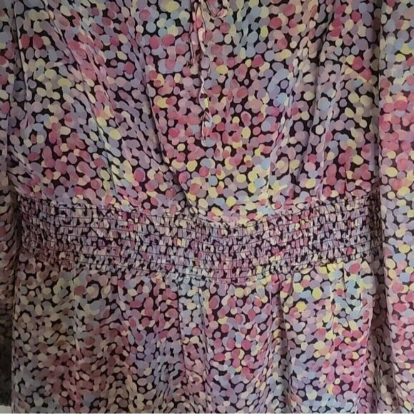 TAHARI ASL Smocked Waist Chiffon Dress Long Sleeve Size 4 - Picture 3 of 9